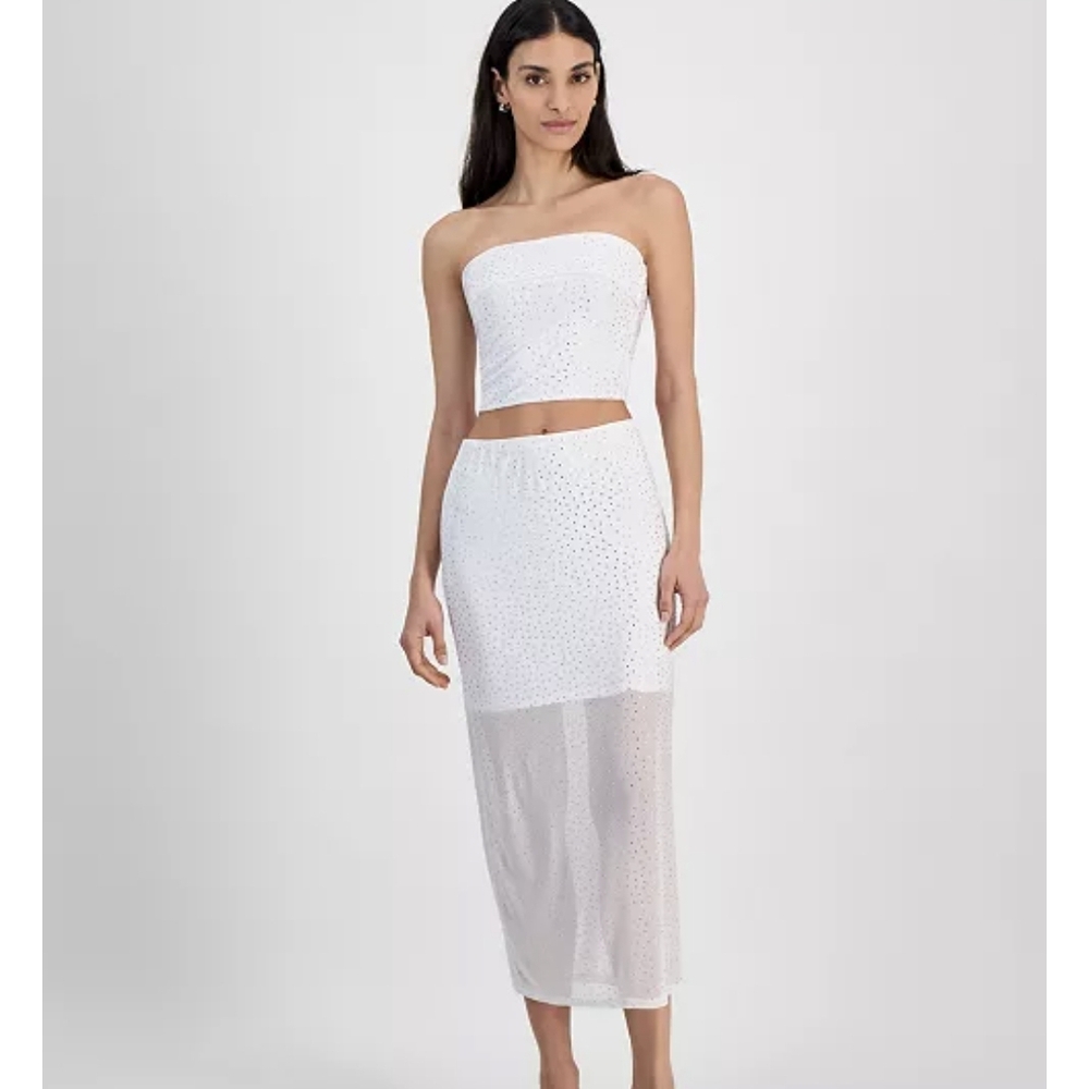 Bar III White Strapless Midi Set